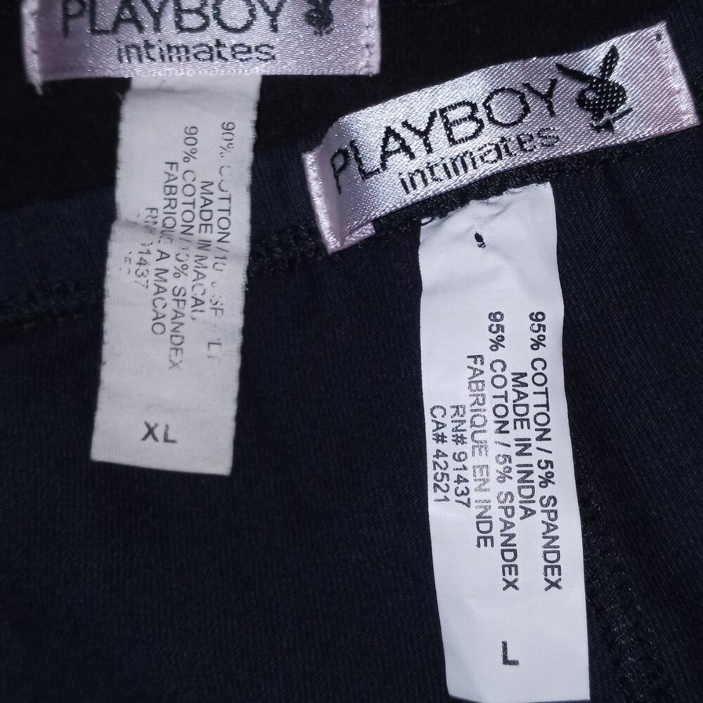 🔥SALE!!! 💋Vintage PLAYBOY Intimates Black CAMI & BOYSHORT w/RHINESTONE 🐇logo - Picture 8 of 10